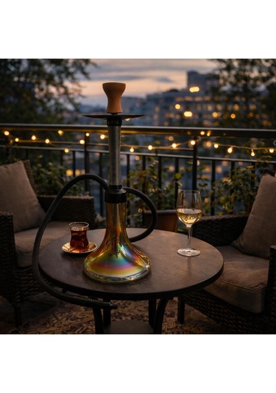 Modern Cam Nargile Takımı 60 Cm Masaüstü Nargile Seti Hortumlu Şişe Cam Nargile Ev Balkon Teras Kullanımı