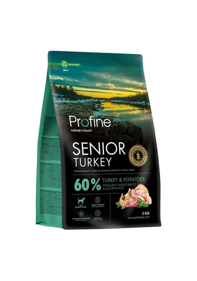 Profine Gluten Free Senior Glutensiz Hindi Etli Yaşlı Köpek Maması 3 KG