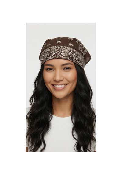 Mollycrush Unisex Kahverengi Şal Desenli Bandana Günlük Saç Aksesuarı, Boyunluk Ve Outdoor Fular Kahverengi