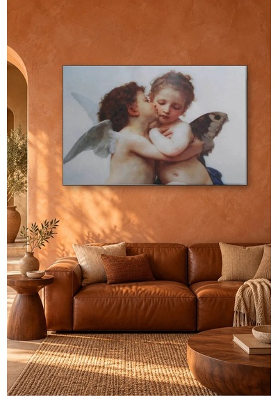 Fida Bouguereau Meleklerin İlk Öpücüğü Canvas Tablo Çok Renkli
