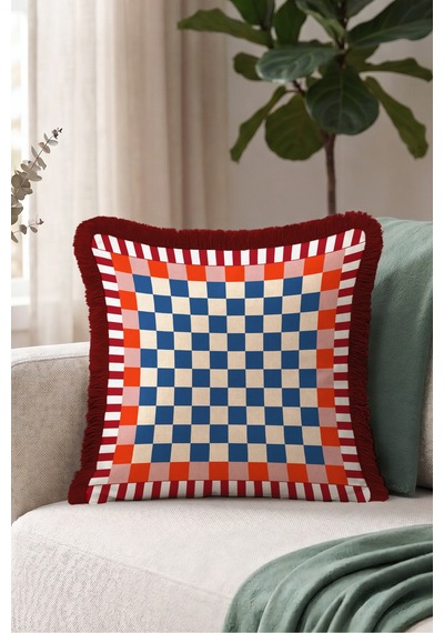 Geometrik Damalı Retro Ekose Saçaklı Yastık Kılıfı-eklektik Kare Desen Bordo Püsküllü Kırlent Kılıfı Serin Yörünge Mira Geometrik Damalı Retro Ekose Saçaklı Yastık Kılıfı-eklektik Kare Desen Bordo Püsküllü Kırlent Kılıfı Serin Yörünge Mira