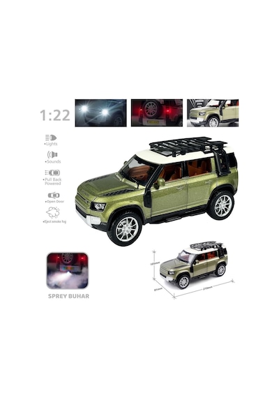 Hcl-510a Çek Bırak 1:22 Sesli Ve Işıklı Buharlı Df Metal Jeep Çok Renkli