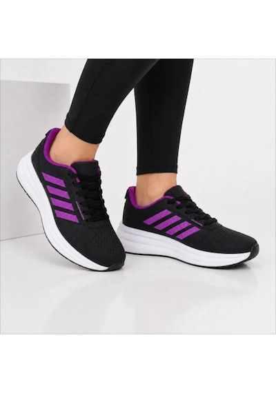 Black Flex Kadın Sneaker Siyah Mor Ayakkabı 36-40