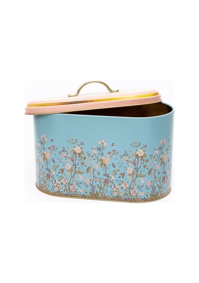 Flora Desenli Oval Ekmek Kutusu, Metal Ekmeklik, Ekmek Sepeti, 10,4 Lt Desenli