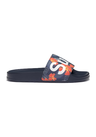 Superga 1908 Slides Hibiscus Print Polysoft Unisex Siyah-turuncu Terlik Siyah-turuncu-332