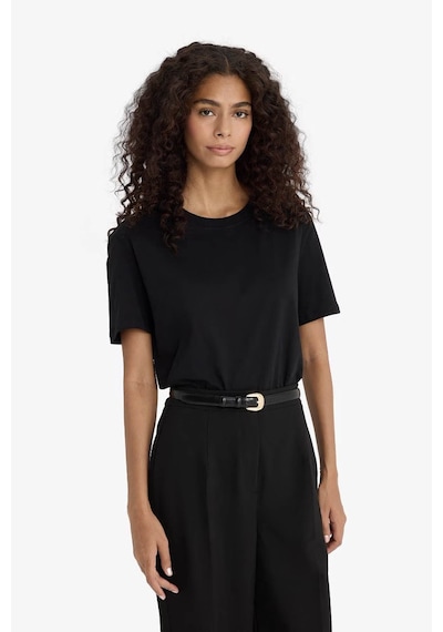 Defacto %100 Pamuk Basic Siyah Kadın T-shirt W9584az/bk81 Siyah