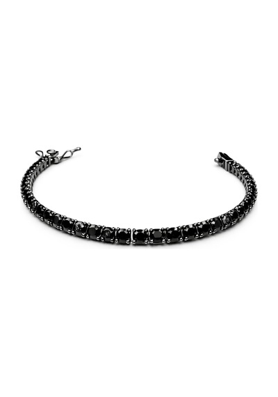 925 Ayar Gümüş Siyah Zirkon Taşlı Kadın Bileklik Siyah Su Yolu Zarif Hediye 18.5 Cm Siyah - 816376733 Siyah