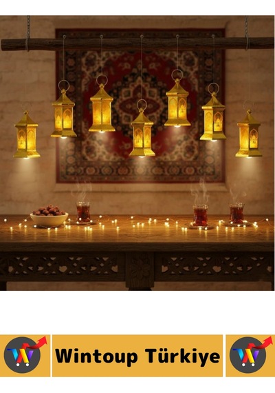 Ledışık Ramazan Masa Süsleme Hediyelik Dekoratif Osmanlı İslami Altıgen Kubbe Gold Pilli Led Lamba