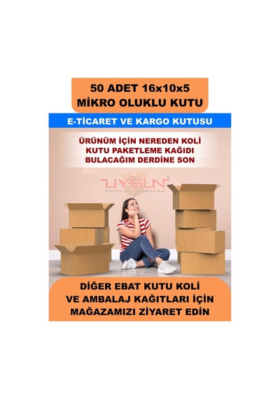 50 Adet 16x10x5 Cm Küçük Kargo Kutusu Ürün Kutusu E-ticaret Kutusu