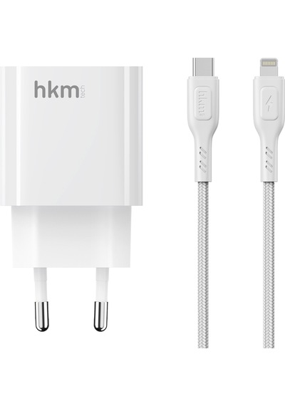 Bolt Duo 20W Usb-A Ve Type-C Çift Portlu Hızlı Şarj Aleti Lightning Kablo Ve Adaptör Seti Beyaz