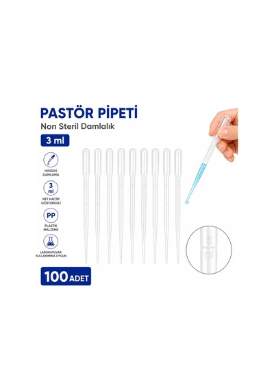 Pastör Pipeti Non Steril Damlalık 3 Ml Plastik 100 Adet
