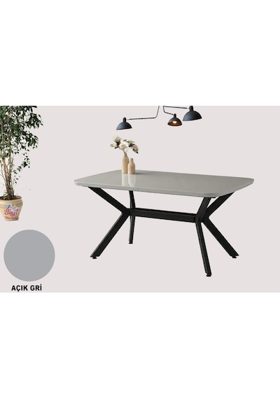 Anka Açılır Mdf Masa Tesla Metal Ayak Mutfak,salon,yemek Odası Masası 80x130 Cm Gri
