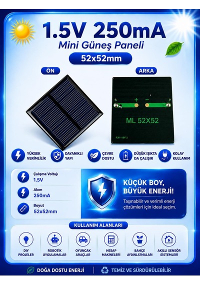 Mini Güneş Paneli Seti 5'li Solar Panel Paketi 1.5v / 4.2v / 12v