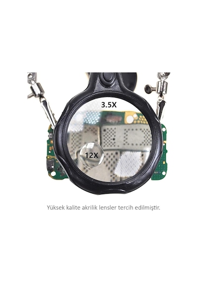 Çok Fonksiyonlu Led Işıklı Büyüteçli Ve Mercekli Lehim Tamir Havya Standı - Mg16126-a