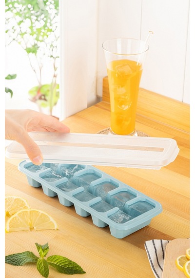 Frozia 12 Bölmeli Buz Kalıbı, Şeffaf Kapaklı Silikon Buzluk, Modern Tasarım Plastik Diğer