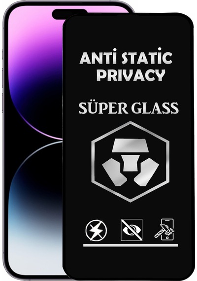 Apple Uyumlu   iPhone 14 Pro Max Tam Kaplayan Anti Statik Hayalet Süper Temperli Cam Ekran Koruyucu
