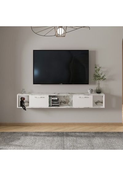 T006 Viero Mermer Desenli Duvara Monte Tv Ünitesi 160 Cm, Kapaklı Raflı - Beyaz/beyaz Mermer Beyaz/beyaz Mermer T006 Viero Mermer Desenli Duvara Monte Tv Ünitesi 160 Cm, Kapaklı Raflı - Beyaz/beyaz Mermer Beyaz/beyaz Mermer