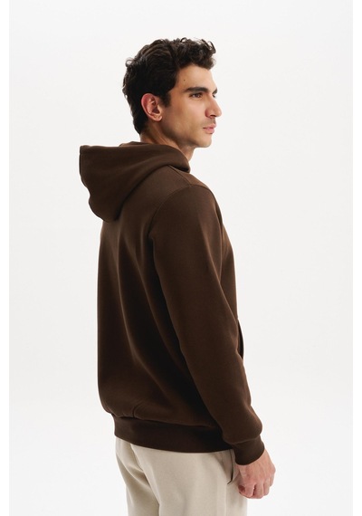AR-MA Arma Erkek Kapüşonlu Kanguru Cepli 3 İplik Baskılı Şardonlu Regular Fit Sweatshirt K30254628702 Kahverengi