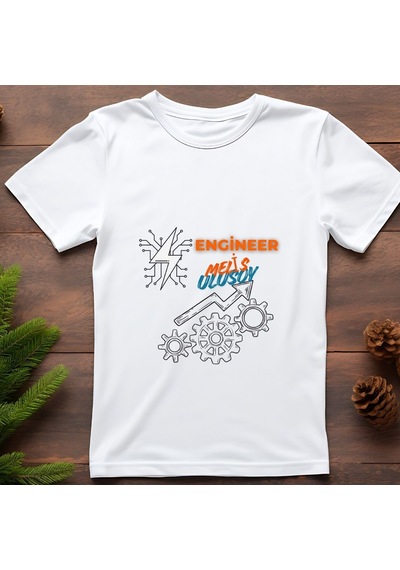 Kişiye Özel Mühendis Tişört - "engineer İsim Soyisim " Tasarımlı Beyaz Unisex Tişört Beyaz
