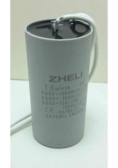 Zheli 16 mf  Plastik Tüp Kondansatör 400-450 V (Daimi)