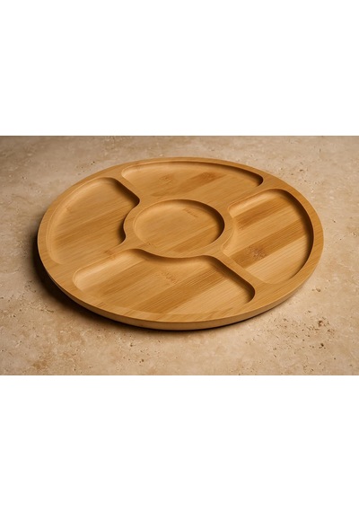 Bambu 5 Bölmeli Kahvaltı Ve Çerez Sunum Tabağı, 28 Cm Kahvaltı Ve Çerez Tabağı 5 Bölmeli Doğal Bambu, Bambu Sunum Tabağı,velor Home. Çok Renkli