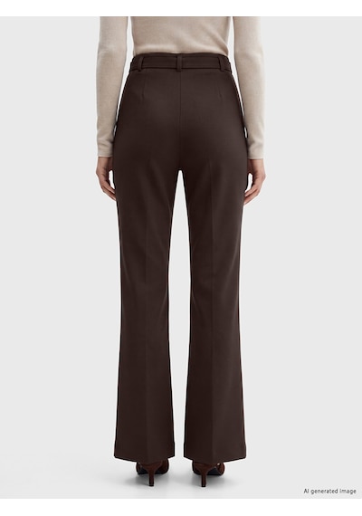 Lcwaıkıkı Classic Kahverengi Beli Kemerli Dar Fit Kadın Pantolon