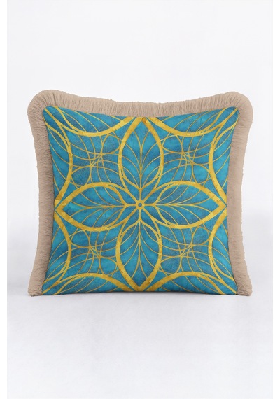Geometrik Art Deco Mavi Mandala Saçaklı Yastık Kılıfı - Turkuaz Etnik Krem Püsküllü Kırlent Kılıfı Kayıp Esinti Halo Geometrik Art Deco Mavi Mandala Saçaklı Yastık Kılıfı - Turkuaz Etnik Krem Püsküllü Kırlent Kılıfı Kayıp Esinti Halo