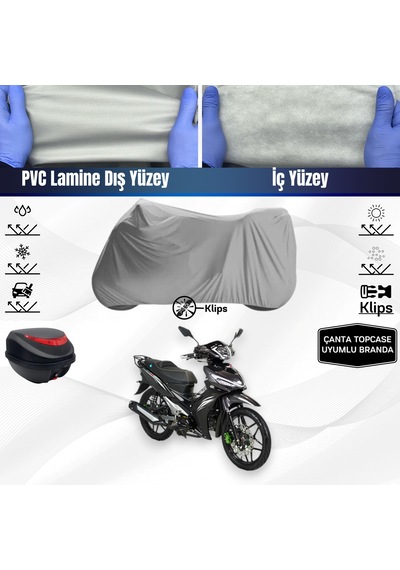 Rks Easy Pro 50 Motosiklet Brandası Arka Çanta Topcase Uyumlu Motor Branda