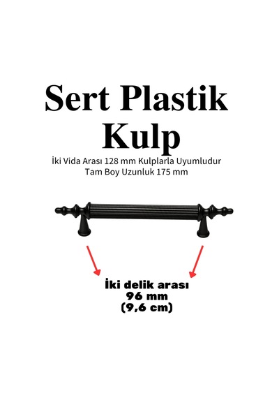 Sert Plastik Polais 128 Mm Siyah Mobilya Mutfak Çekmece Dolap Kapak Dolabı Kulpu Kulbu Kulpları Siyah Siyah