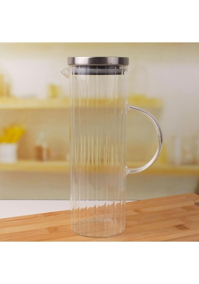 Deconox 1000ml Metal Kapaklı Line Borosilikat Cam Yağlık & Sürahi Şık, Dayanıklı Ve Zindeliklı Saklama Çö Diğer