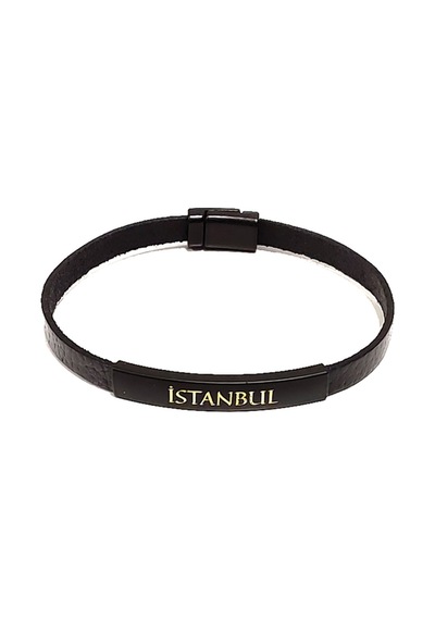 İstanbul Black Edition Hakiki Deri Erkek Bileklik Modern, Minimal Ve Maskülen Tasarım-1163 Antrasit