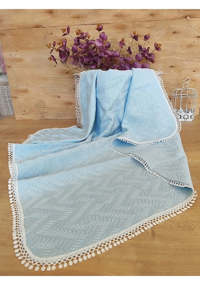 Bebek Battaniyesi Bebek Örtüsü Puset Örtüsü Çok Amaçlı Bebek Pikesi Mevsimlik Hediyelik 80x90 Cm Mavi