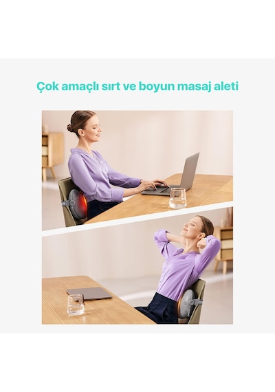 Skg T1-2 Pro Masaj Yastığı, Termoterapi-ısı Terapisi, Bel, Kalça, Sırt, Omuz Boyun Masaj Aleti Gri