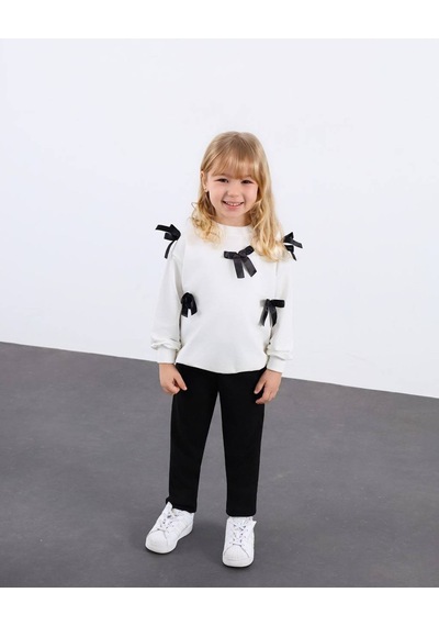 Miniko Kids Kız Çocuk Bayramlık Fiyonk Detaylı 2li Takım Siyah