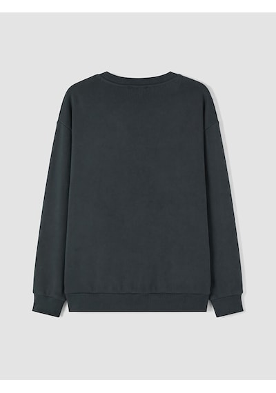LC Waikiki Lc Waıkıkı Antrasit Stitch Baskılı Oversize Kadın Sweatshirt