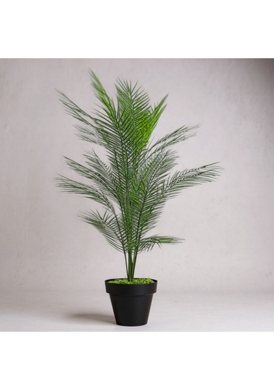 Yapay Areka Ağacı Palmiye Ağacı Salon Bitkisi Yapay Areka 130 Cm 20 Yaprak Siyah Plastik Saksı Çok Renkli