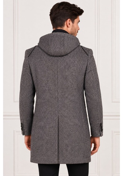 Plt9335 Dewberry Erkek Palto-diagonal Gri