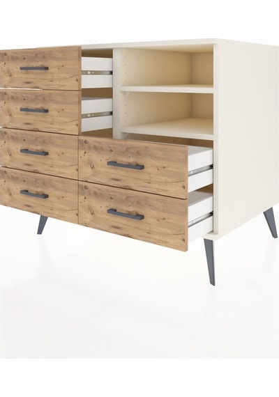Kronos Şifonyer 2 Raflı 6 Çekmeceli 88x59x80 Aytaşı-aytaşı/çam Aytaşı/çam