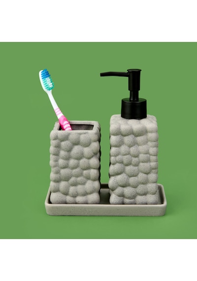 Bath 2'li Stantlı Banyo Aksesuar Seti - Gri Çok renkli