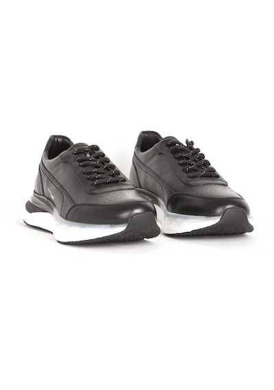 Marcomen Erkek Sneaker Airbag Tabanlı Bağcıklı Spor Ayakkabı Gerçek Deri Mc 19465 Siyah