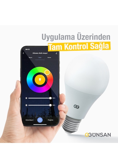 Günsan Akıllı Wifi Led Ampul Rgb Çok Renkli Tuya Ve Smart Life Uygulama Destekli 9w 2700k-6500k Ayarlanabilir Rgb - Ayarlanabilir Renk Sıcaklığı Ve Parlaklık Günsan Akıllı Wifi Led Ampul Rgb Çok Renkli Tuya Ve Smart Life Uygulama Destekli 9w 2700k-6500k Ayarlanabilir Rgb - Ayarlanabilir Renk Sıcaklığı Ve Parlaklık