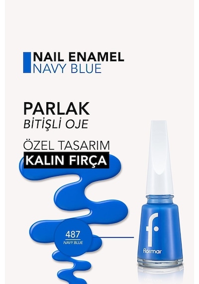 Flormar Nail Enamel Yüksek Pigmentli & Parlak Bitişli Oje Fne-487 Navy Blue