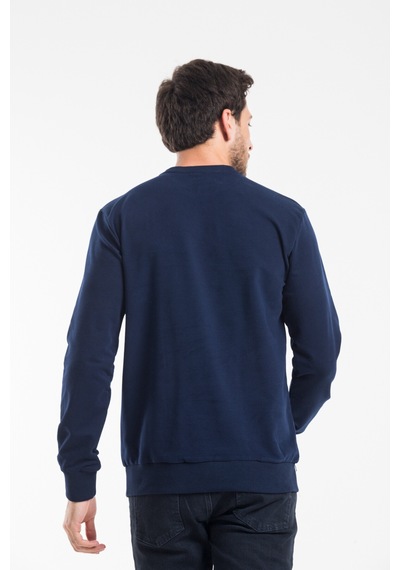 Erkek Bisiklet Yaka Regular Kalıp İnce Air Baskılı Sweatshırt Spr24sw124 NAVY