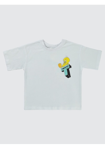 Tweety Kız Çocuk Tişört 6-9 Yaş Beyaz