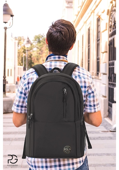 Pologrand London Orijinal Unisex Geniş Hacimli Çok Gözlü Su Geçirmez Lise Ortaokul İlkokul İçin Büyük Okul Çantası Siyah