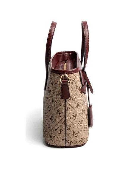 Silver Polo Sp1185 Kadın El Çantası Monogram Koyu Bej-bordo