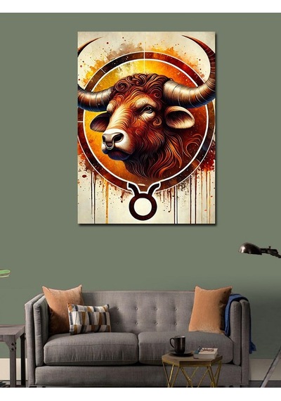 Kanvas Tablo Boğa Burcu Çizimi 50cmx70cm