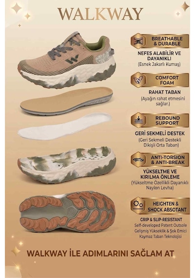 Walkway Flystep M Bej Hafızalı Taban Erkek Spor Ayakkabı
