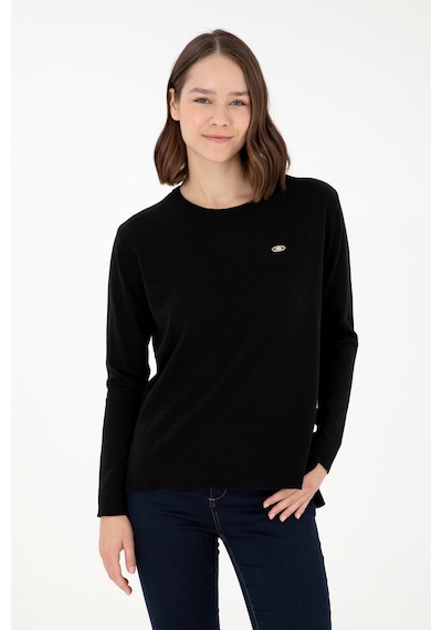 U.S. Polo Assn. Kadın Siyah Basic Bisiklet Yaka Kazak 50288951-VR046