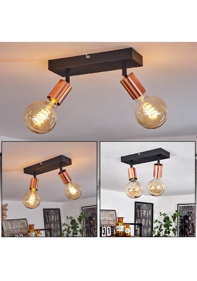 Riolıght Modern2 Siyah1 2xe27 Duylu Mafsallı Hareketli2 Başlık Glop Ampul Hariç Metal Spot Avize Siyah